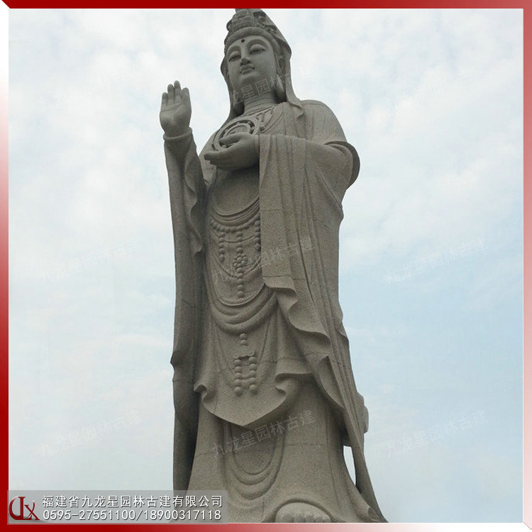 石雕觀(guān)音佛像手持法輪