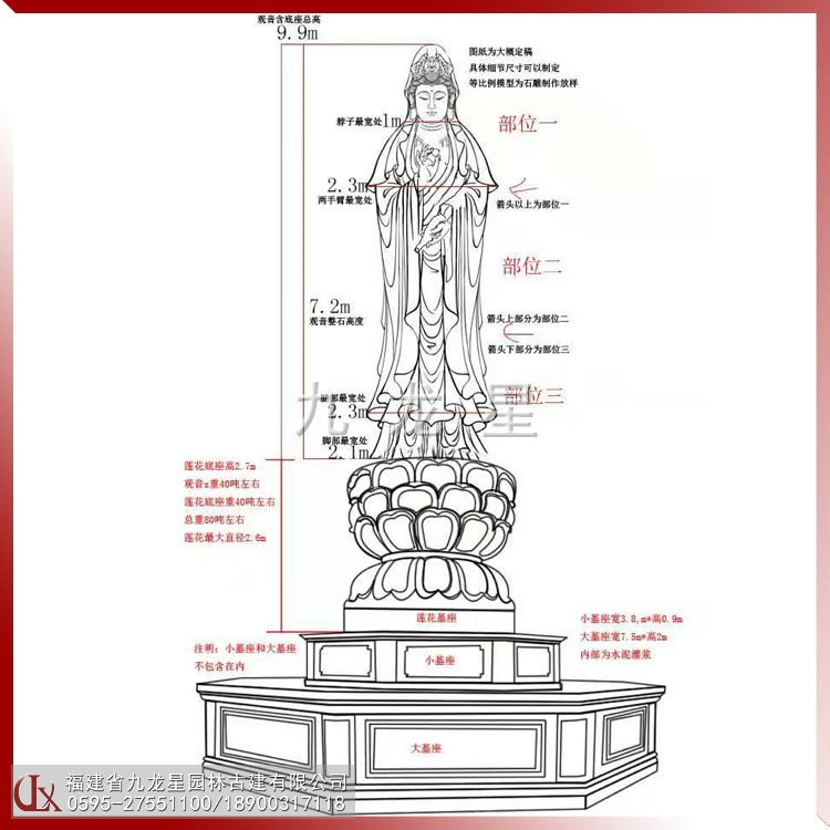 9.9米石雕觀(guān)音設計圖